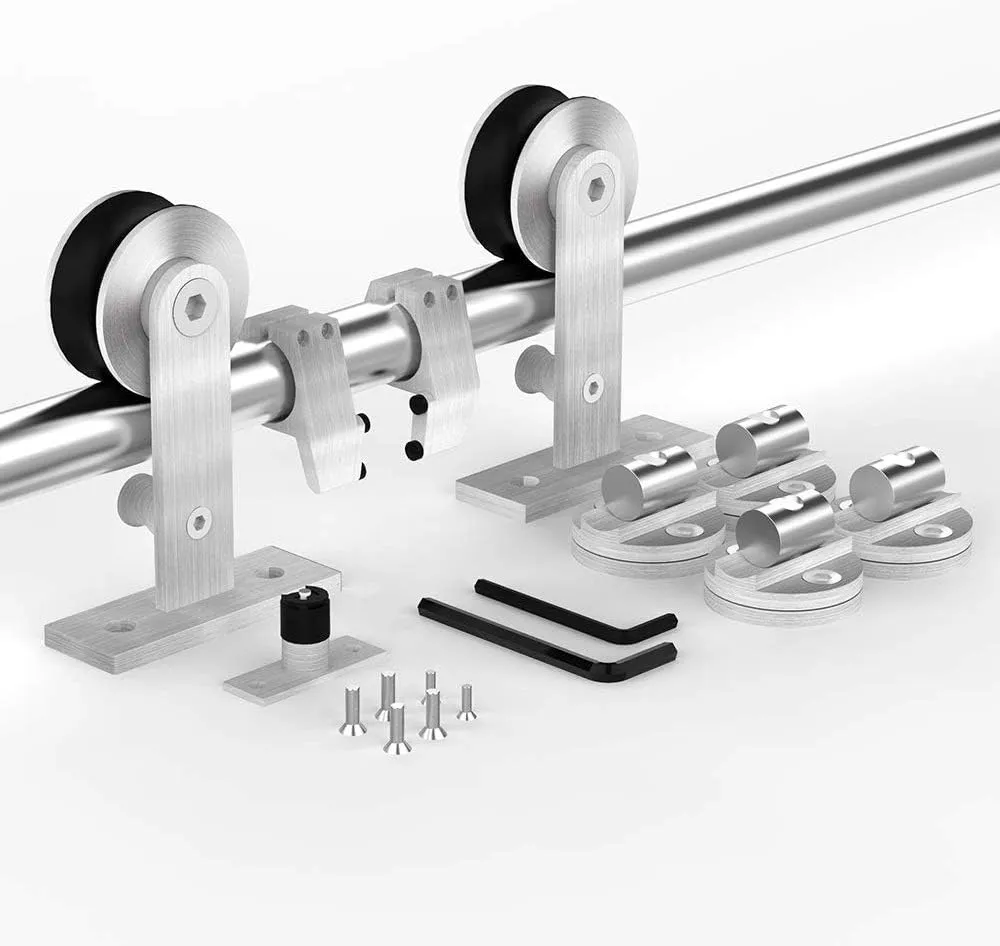 HAHAEMAIL 6FT Top Mount Stainless Steel Sliding Barn Door Hardware Track Kit, Heavy Duty, Anti-Rust, Slide Smoothly Quietly Easy Install 6FT Track Kit for 30"~36" Wide Single Door