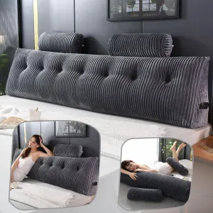Headboard Wedge Pillow with 2 Pack Neck Roll Pillows Large Wedge Headboard Pillow Reading Pillow Soft and Supportive with Removable Cover