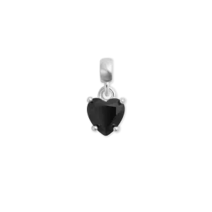 Heart Black Crystal Charm S925 Sterling Silver