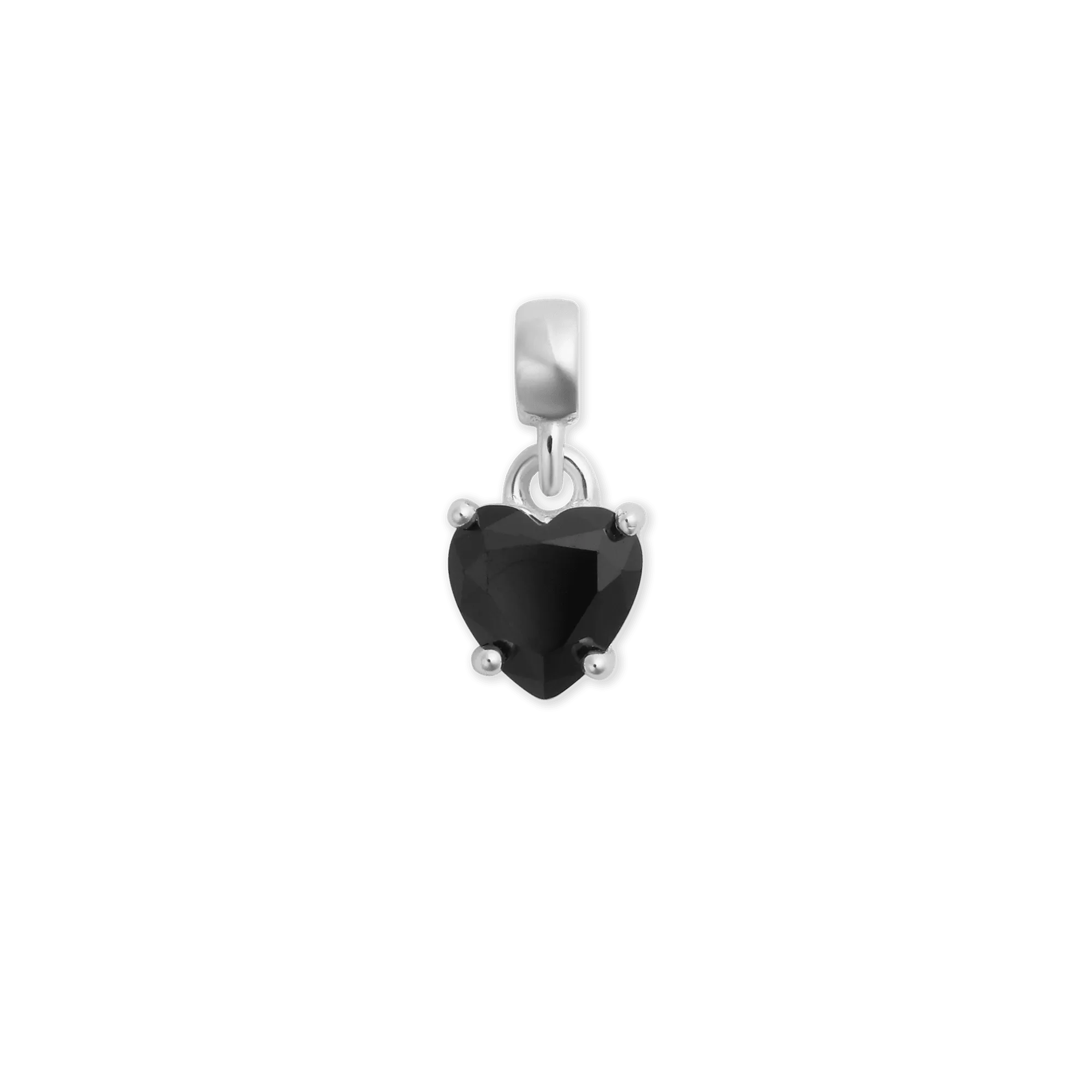Heart Black Crystal Charm S925 Sterling Silver