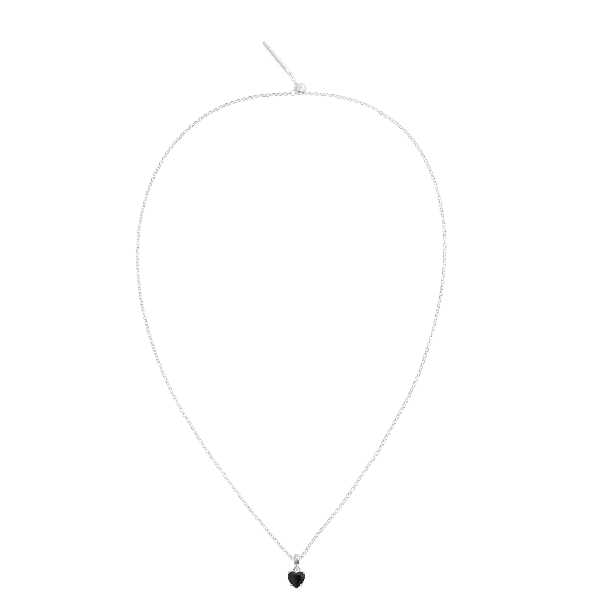 Heart Black Crystal Charm S925 Sterling Silver