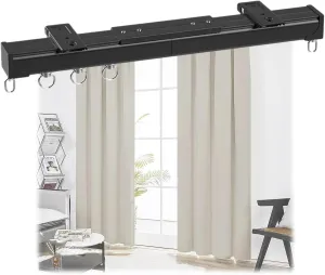 Heavy Duty Curtain Track Rails,Ceiling Or Wall Mount 50-600 Cm Aluminium Sliding System Kit for Room Di viders, Bedroom Privacy, Shower Rod,Straight (Color :