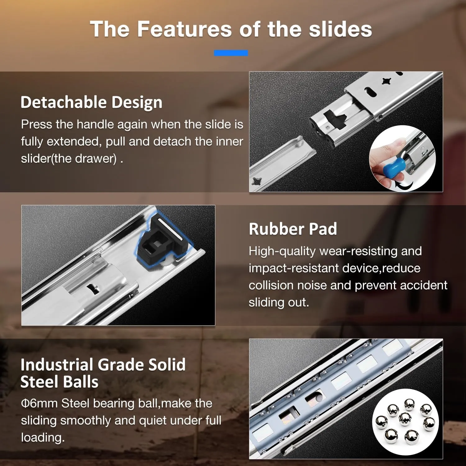 Heavy Duty Drawer Slides Full Extension Locking Runners with Lock 16 18 20 22 24 26 28 30 32 34 36 38 40 Inch Side Mount Ball Bearing Rails 500 Lb (Load:250 lb (with Lock) -W:53mm, 20 inch)