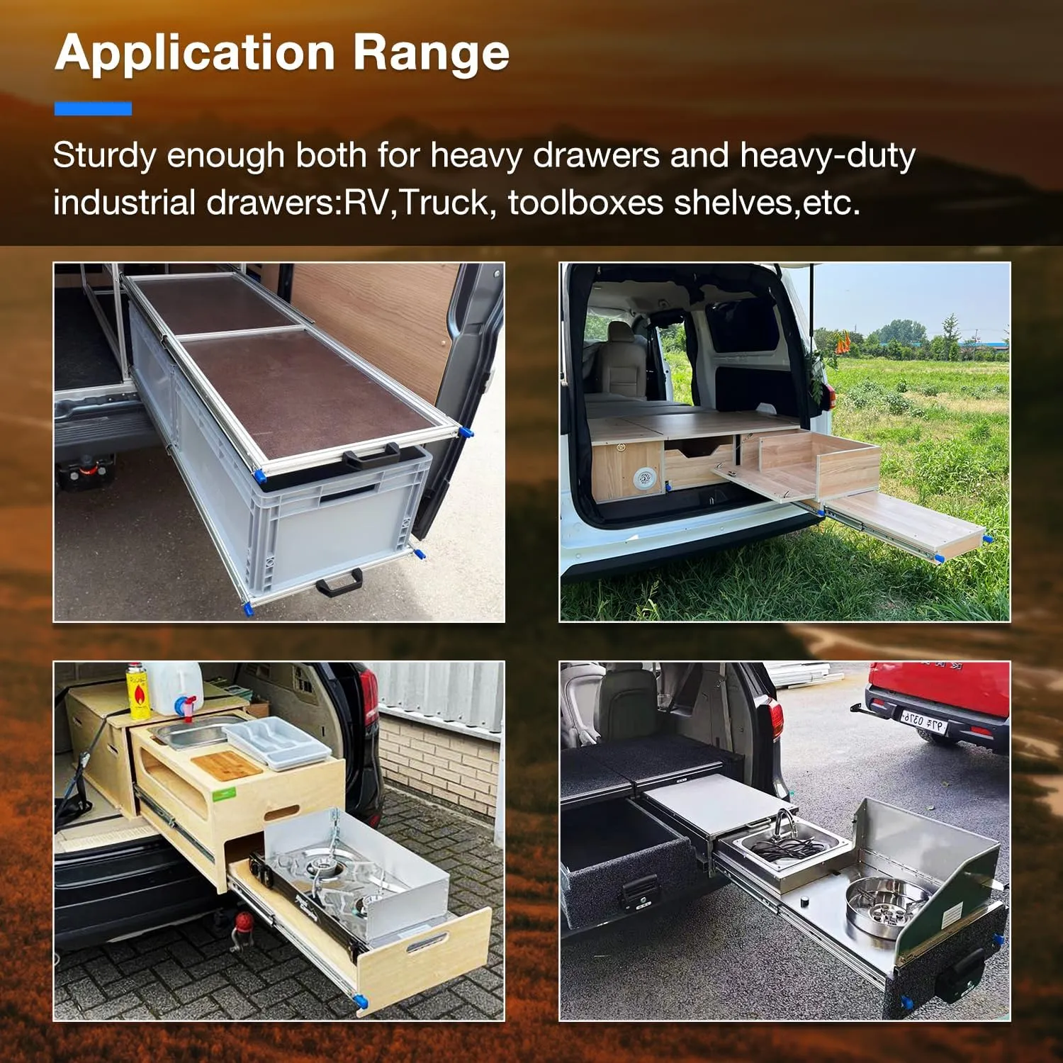 Heavy Duty Drawer Slides Full Extension Locking Runners with Lock 16 18 20 22 24 26 28 30 32 34 36 38 40 Inch Side Mount Ball Bearing Rails 500 Lb (Load:250 lb (with Lock) -W:53mm, 20 inch)