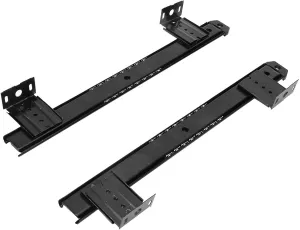 HeavyDuty Keyboard Slide Rail Bracket with Adjustable Height Design for Computer Desks - Thickened Cold Rolled Steel Construction in White - Quiet & Smooth Ball Bearing Mechanism (White) (Black)