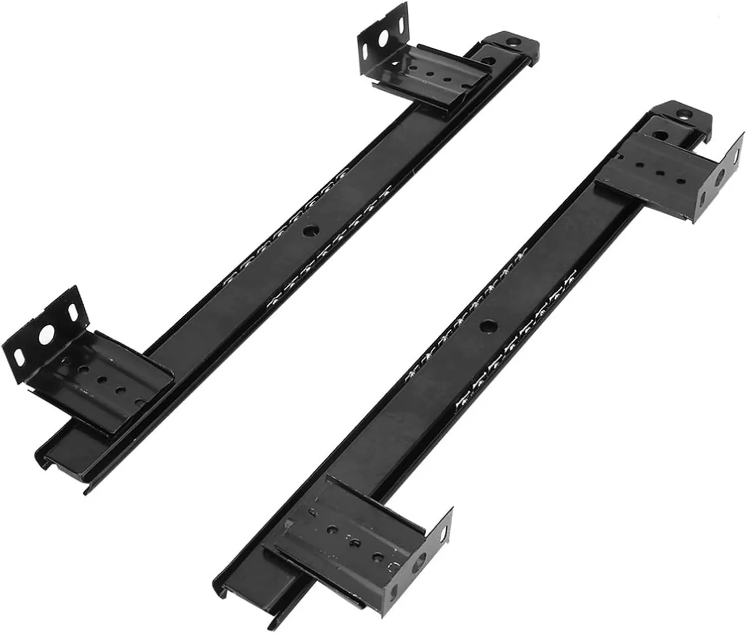 HeavyDuty Keyboard Slide Rail Bracket with Adjustable Height Design for Computer Desks - Thickened Cold Rolled Steel Construction in White - Quiet & Smooth Ball Bearing Mechanism (White) (Black)