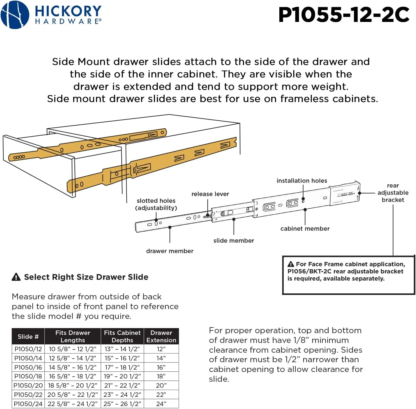 Hickory Hardware Soft Close Drawer Slide - 3 Folds Full Extension Drawer Slides with Spring - Ball Bearing Cabinet Runners - Cadmium Finishing 100 LB Capacity - 12 Inch Cabinet Slides, 1 Pair