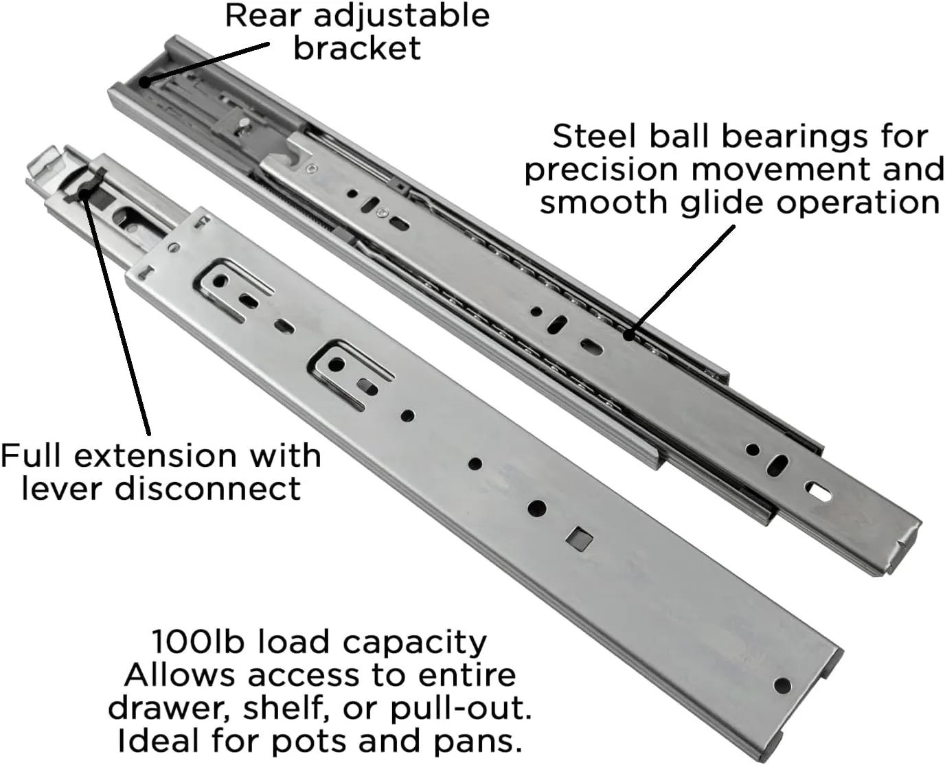 Hickory Hardware Soft Close Drawer Slide - 3 Folds Full Extension Drawer Slides with Spring - Ball Bearing Cabinet Runners - Cadmium Finishing 100 LB Capacity - 12 Inch Cabinet Slides, 1 Pair