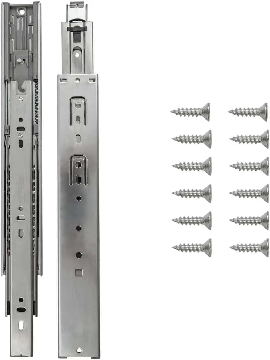Hickory Hardware Soft Close Drawer Slide - 3 Folds Full Extension Drawer Slides with Spring - Ball Bearing Cabinet Runners - Cadmium Finishing 100 LB Capacity - 12 Inch Cabinet Slides, 1 Pair