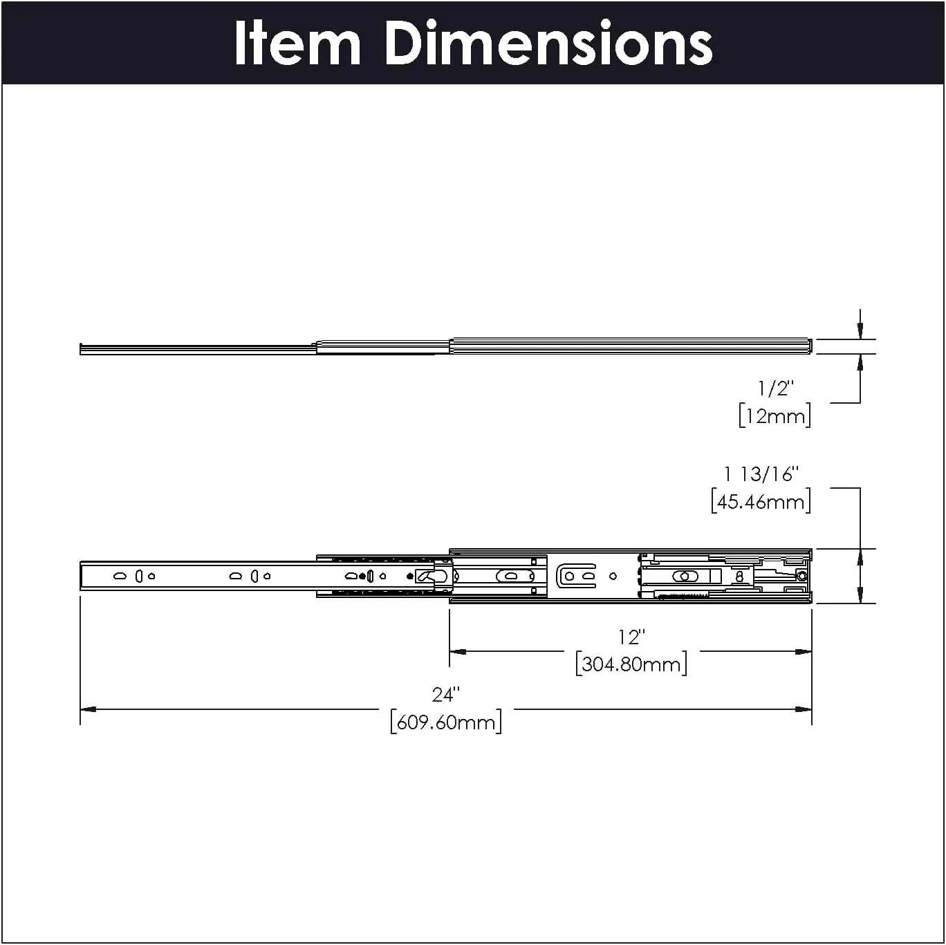 Hickory Hardware Soft Close Drawer Slide - 3 Folds Full Extension Drawer Slides with Spring - Ball Bearing Cabinet Runners - Cadmium Finishing 100 LB Capacity - 12 Inch Cabinet Slides, 1 Pair
