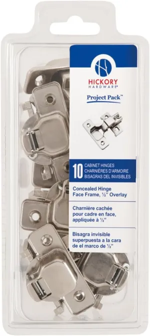 Hickory Hardware VP5124-14 Euro Cabinet Concealed Hinge - Self Closing Feature - 1/2 Inch Overlay Face Frame Design with 105° Opening - Easy Installation Hinge - Polished Nickel Finish Pack of 1 Pair