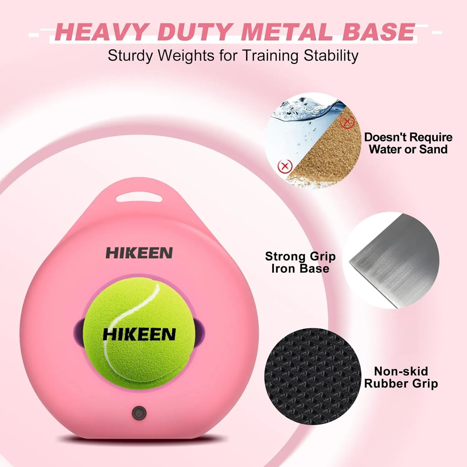 Hikeen Premium Tennis Trainer Rebound with Metal Base,Portable Solo Tennis Trainer Set with 3 Highly Elastic String Balls,Tennis Practice Equipment for Adult Kids and Beginners
