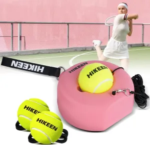 Hikeen Premium Tennis Trainer Rebound with Metal Base,Portable Solo Tennis Trainer Set with 3 Highly Elastic String Balls,Tennis Practice Equipment for Adult Kids and Beginners
