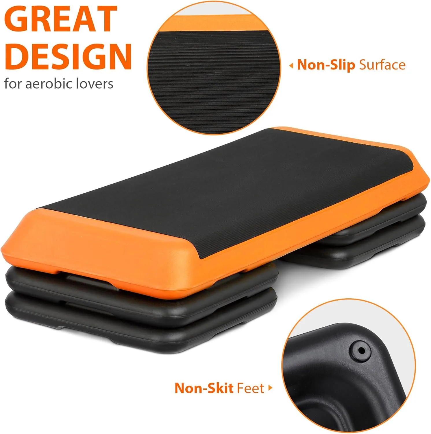 HomGarden 28.15" & 43" Adjustable Workout Aerobic Stepper in Fitness & Exercise Step Platform Trainer Stepper