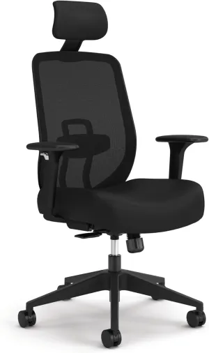 HON Altern Ergonomic Office Chair with Headrest, 3.5 Inch Thick Foam Cushion Seat, Mid Back Mesh Desk Chair, Adjustable Lumbar Support, Arms, Synchro-Tilt Tension, Seat-Slide Controls, Black