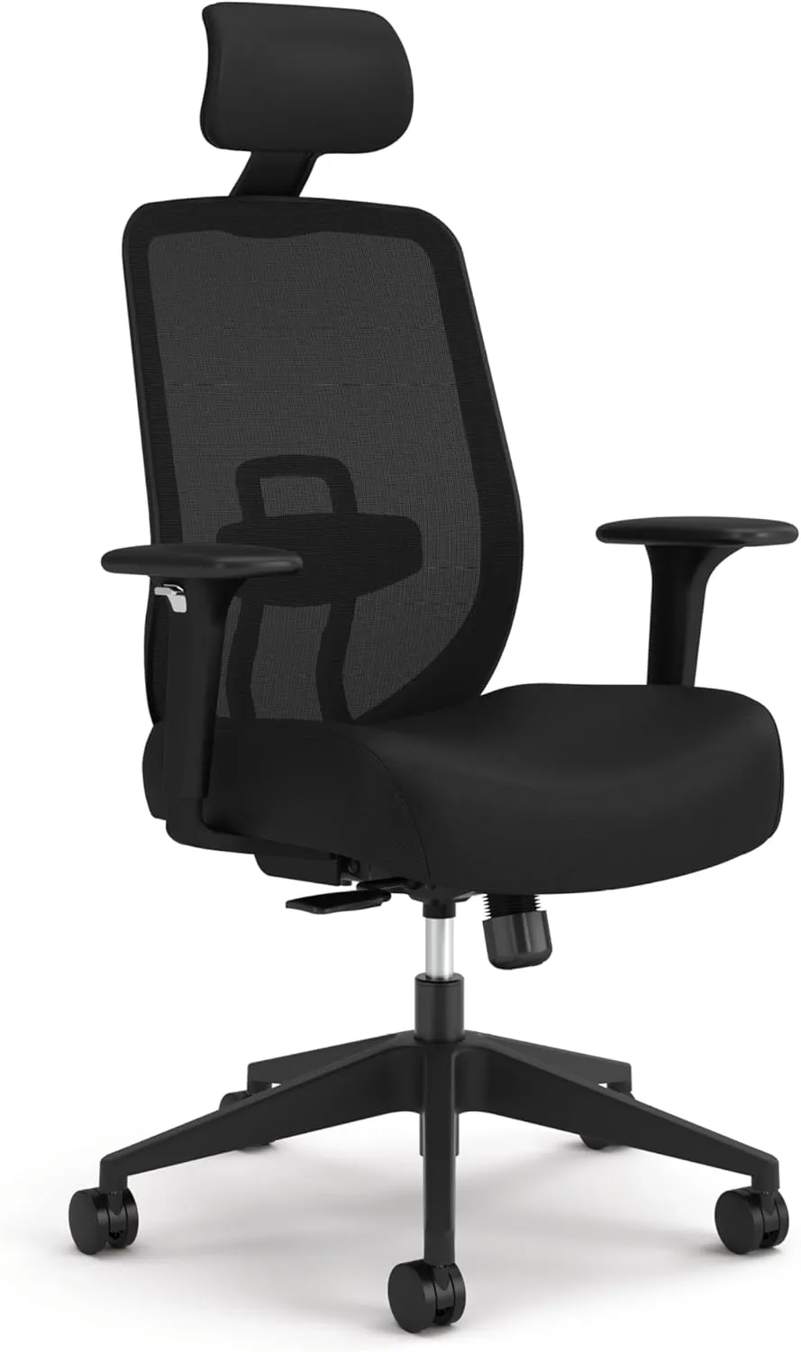 HON Altern Ergonomic Office Chair with Headrest, 3.5 Inch Thick Foam Cushion Seat, Mid Back Mesh Desk Chair, Adjustable Lumbar Support, Arms, Synchro-Tilt Tension, Seat-Slide Controls, Black