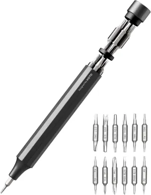 HOTO 24 in 1 Multi Bit Mini Screwdriver Set Magnetic, Manual Precision Screwdriver Set, EDC Pen Screwdriver for Eyeglasses, Electronics, Watches, Phones, Laptops, Cameras, Slate Grey