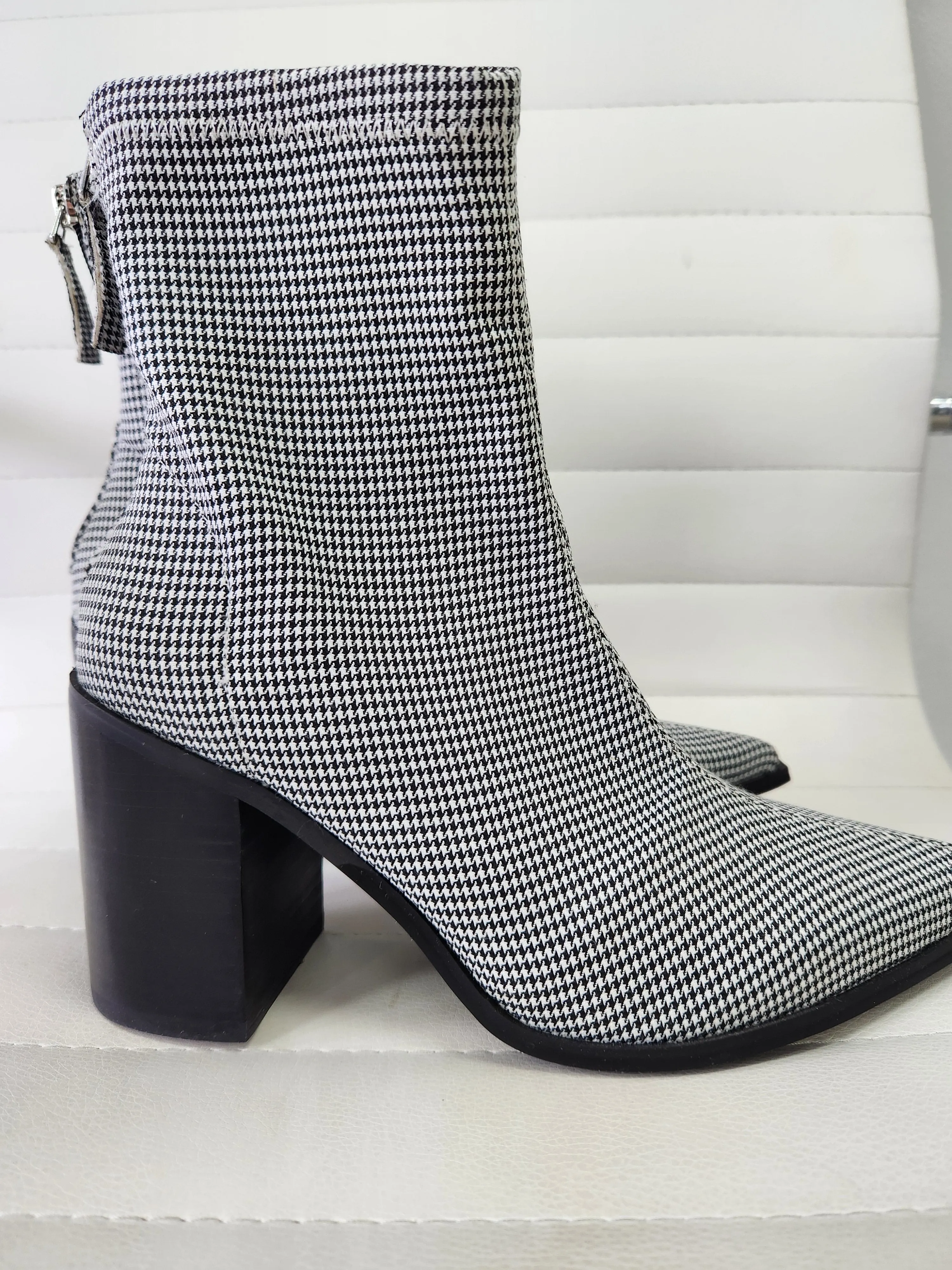 Houndstooth Printed Textile Boot