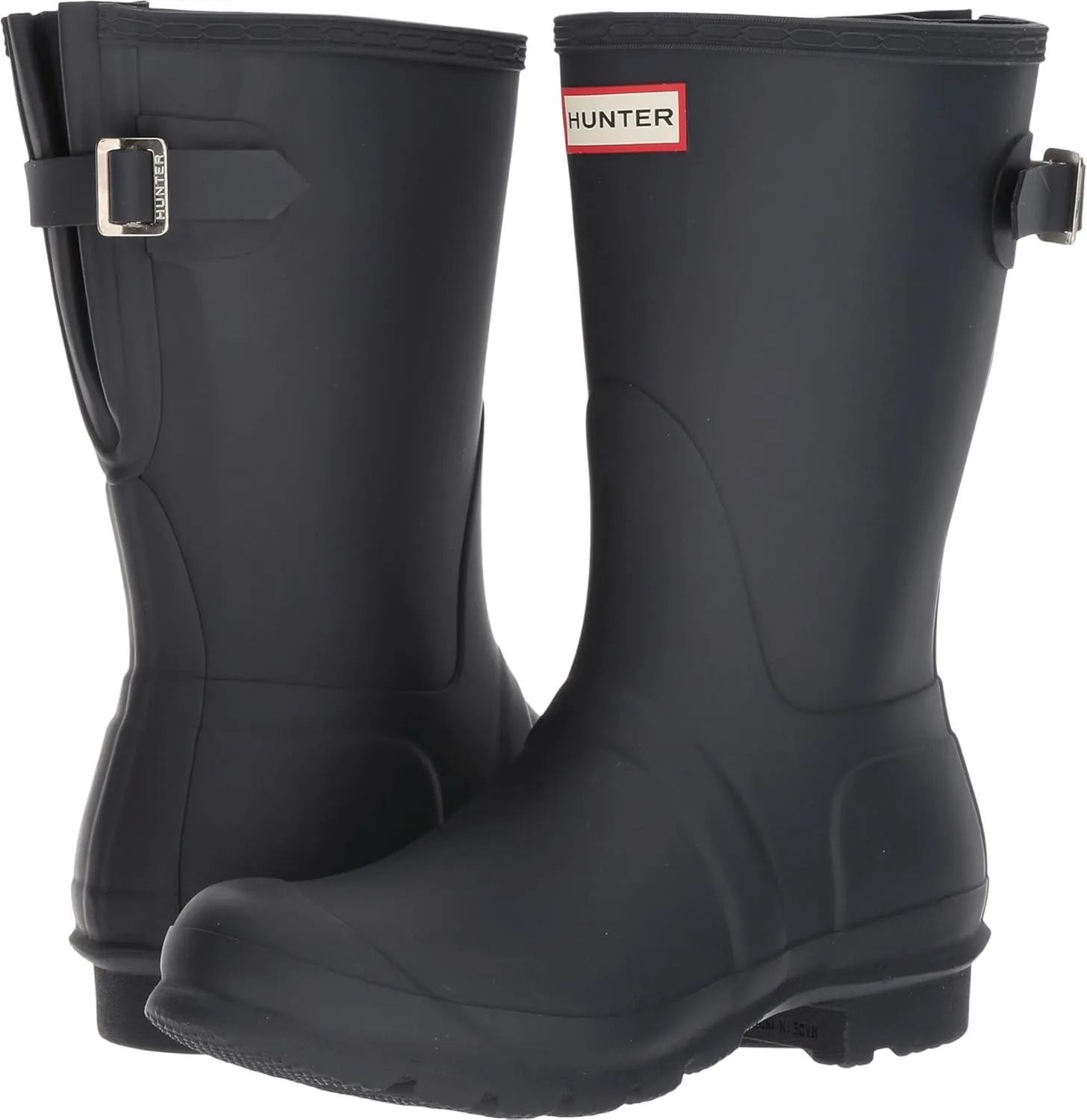 Hunter Footwear Women's Original Short Back Adjustable Rain Boots, Navy, 8
