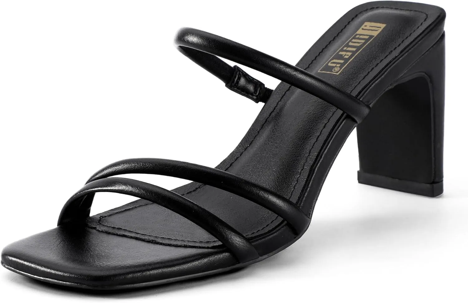 IDIFU IN3 Strappy Heels High Chunky Block Square Open Toe Slip On Slide Heels Mules Wedding Bridal Bride Prom Party Dress Shoes for Women Dressy Comfortable Cute Fashion Trendy Heeled Sandals