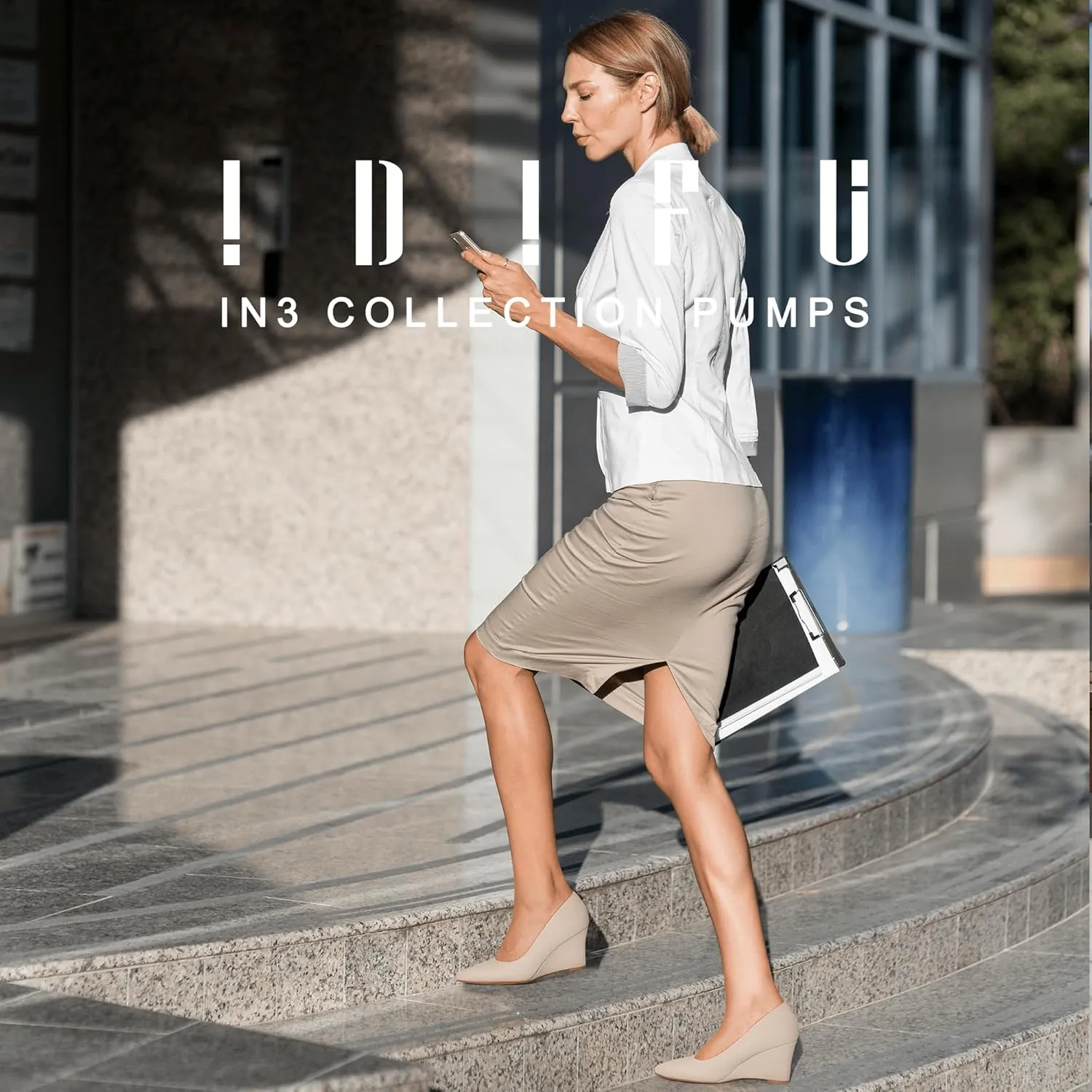 IDIFU IN3 Wedges for Women Closed Toe Pumps Low Heel Pointed Toe Work Wedding Bridal Office Formal Business Dress Casual Dressy Comfortable Trendy Fashion Shoes
