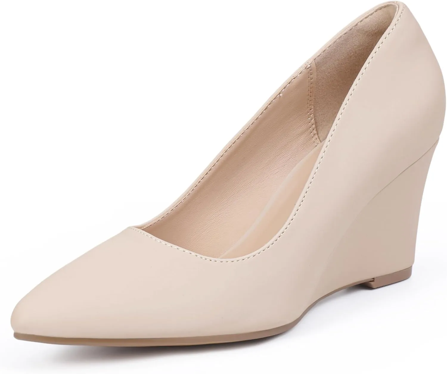 IDIFU IN3 Wedges for Women Closed Toe Pumps Low Heel Pointed Toe Work Wedding Bridal Office Formal Business Dress Casual Dressy Comfortable Trendy Fashion Shoes