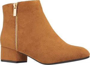 ILLUDE Women's Low Heel Ankle Boot - Casual Zip Up Bootie - Comfortable Everyday Round Toe Bootie - Chaya