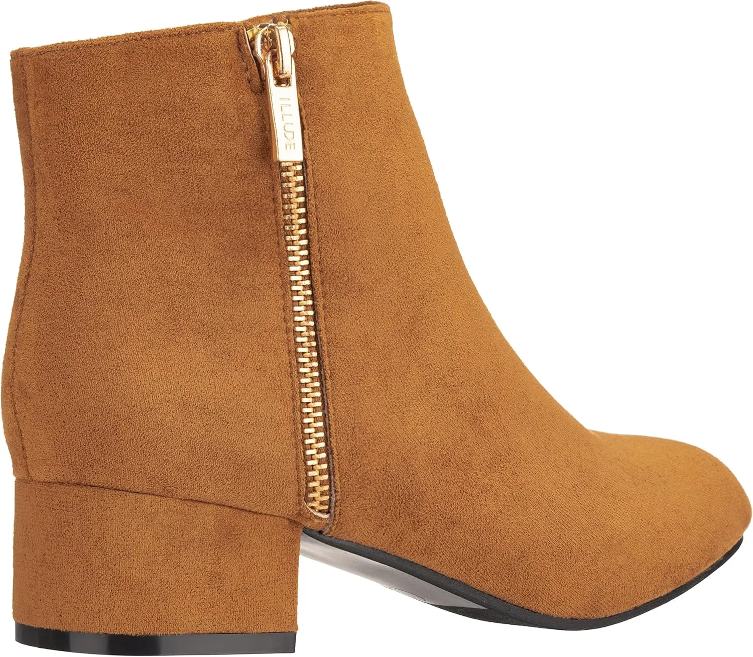 ILLUDE Women's Low Heel Ankle Boot - Casual Zip Up Bootie - Comfortable Everyday Round Toe Bootie - Chaya