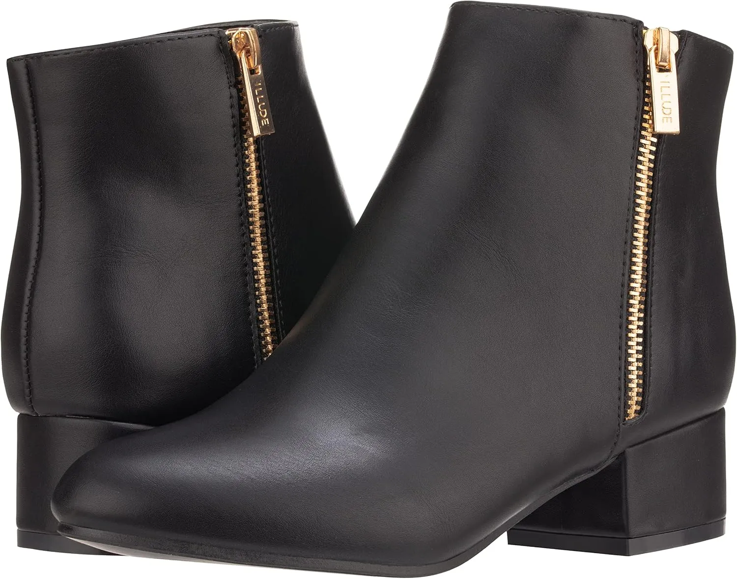 ILLUDE Women's Low Heel Ankle Boot - Casual Zip Up Bootie - Comfortable Everyday Round Toe Bootie - Chaya