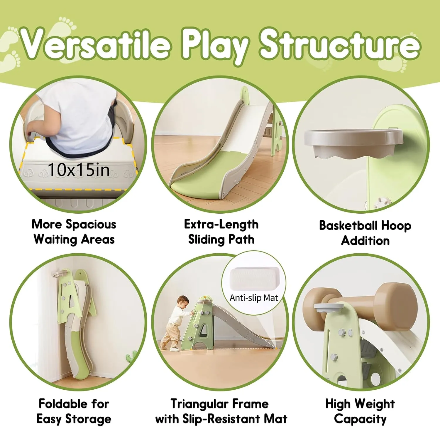Indoor Slide for Kids Age 1-7, 3 in 1 Toddler Slide, Kid Play Climber Slide Playset, Folding Slide for Toddlers with Basketball Hoops and Ball, Baby Slide for Backyard Playsets Indoor and Outdoor