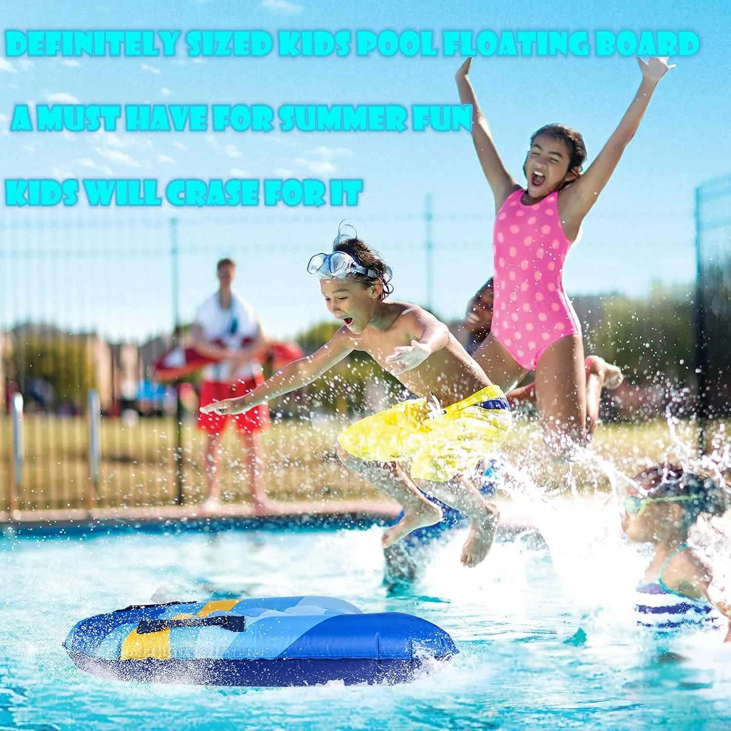 Inflatable Boogy Boards for Beach Travel Toys, 30” Cavas Slip Slide Water Park Body Surfing Board with Handles, Summer Fun Water Pool Game Toys for Kids 4,8,12 Ages Light-Geometry