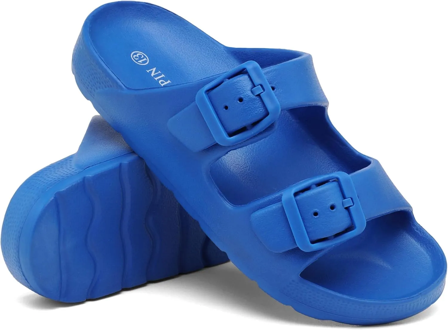 INMINPIN Boys Girls Double Buckle Slide Sandals Comfort Beach Pool Shower Slippers Adjustable Indoor Outdoor Little Kid/Big Kid