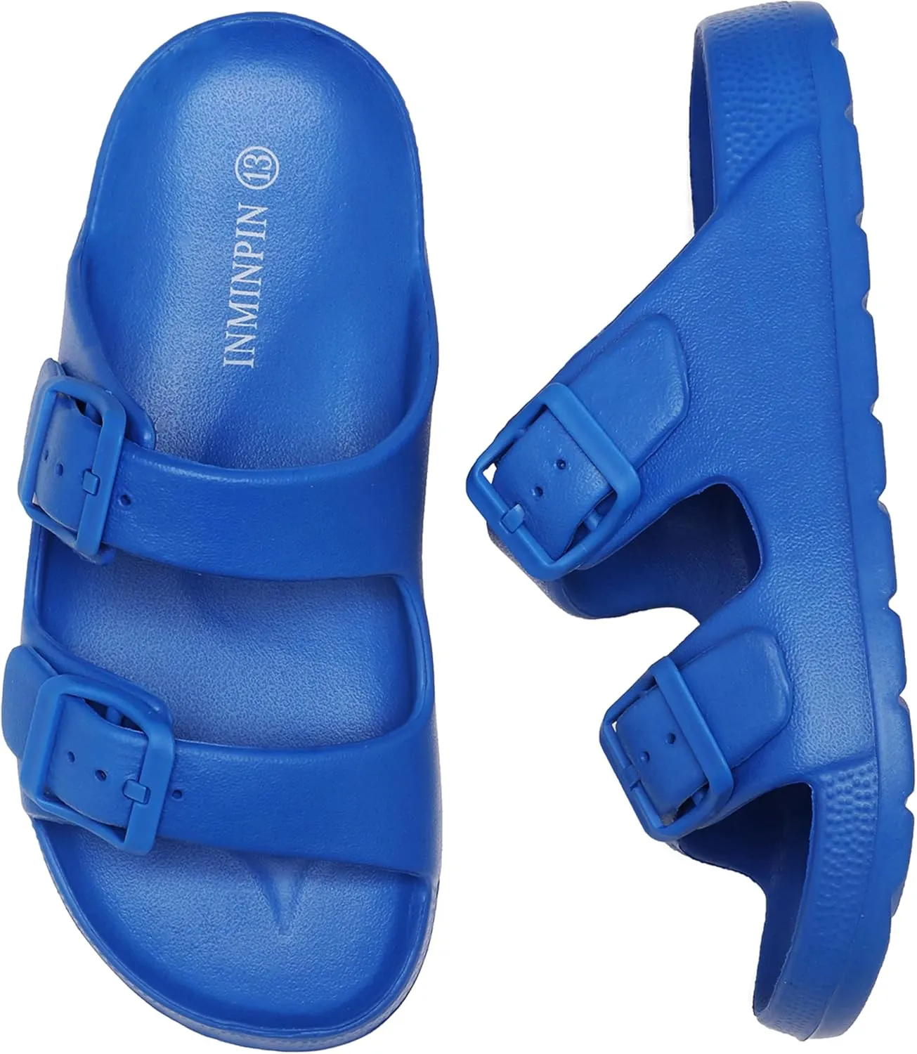 INMINPIN Boys Girls Double Buckle Slide Sandals Comfort Beach Pool Shower Slippers Adjustable Indoor Outdoor Little Kid/Big Kid