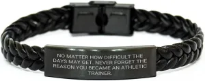 Inspirational Athletic Trainer Gifts - No Matter How Difficult The Days May Get. Unique Interlaced Leather Bracelet for Christmas