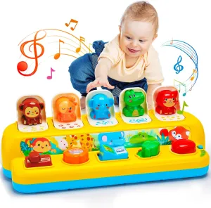Interactive Pop up Animal Toys with Music & Light, Montessori Cause and Effect for 1 Year Old Boy Girl Early Learning Musical Baby 9-12-18 Months STEM Toddler Age 1-2 Gift Infant 35165M