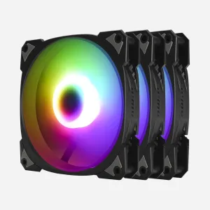 InWin Neptune AN120-3PK, 120mm PWM ARGB Fans, Triple Pack, Customizable Lighting, Static Pressure, 5V-3PIN Addressable RGB, Motherboard SYNC with 5V-3PIN, up to 2200PWM, Black
