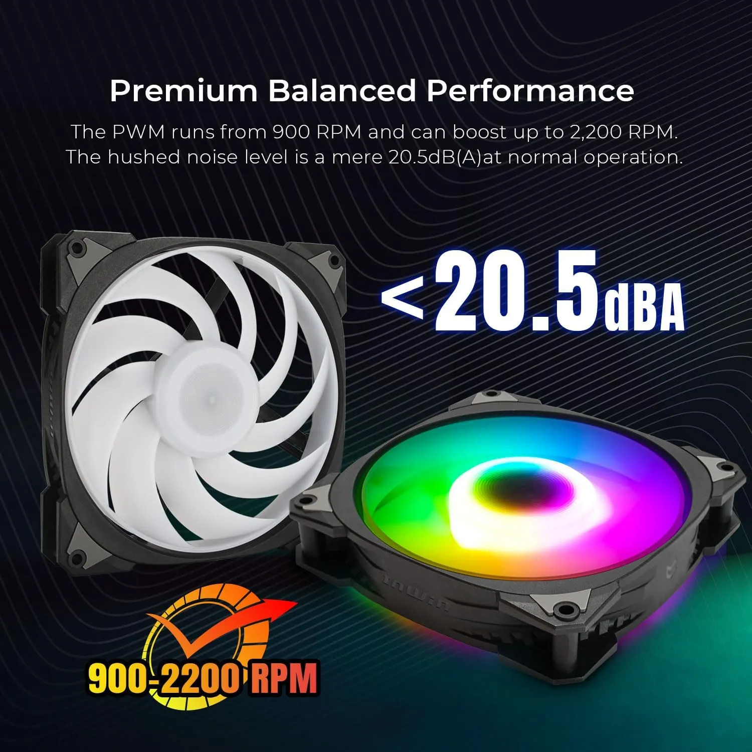 InWin Neptune AN120-3PK, 120mm PWM ARGB Fans, Triple Pack, Customizable Lighting, Static Pressure, 5V-3PIN Addressable RGB, Motherboard SYNC with 5V-3PIN, up to 2200PWM, Black