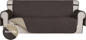 ISSUNTEX Super Anti-Slip Couch Covers for 3 Cushion Couch Sofa, Water Resistant Sofa Cover Quilted Sofa Slipcover Furniture Protectors for Dogs, Pets, Kids (Oversized Sofa, Chocolate)