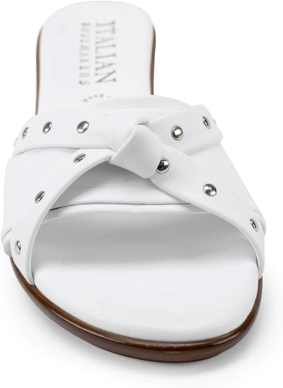 ITALIAN SHOEMAKERS Avra Women's Wedge Sandal with Knot Strap and Metallic Features Comfort