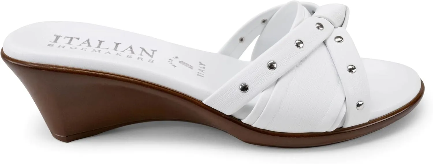 ITALIAN SHOEMAKERS Avra Women's Wedge Sandal with Knot Strap and Metallic Features Comfort