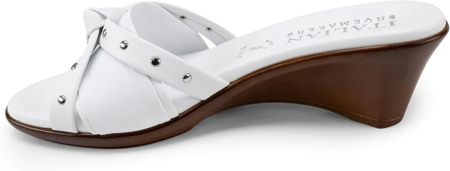 ITALIAN SHOEMAKERS Avra Women's Wedge Sandal with Knot Strap and Metallic Features Comfort