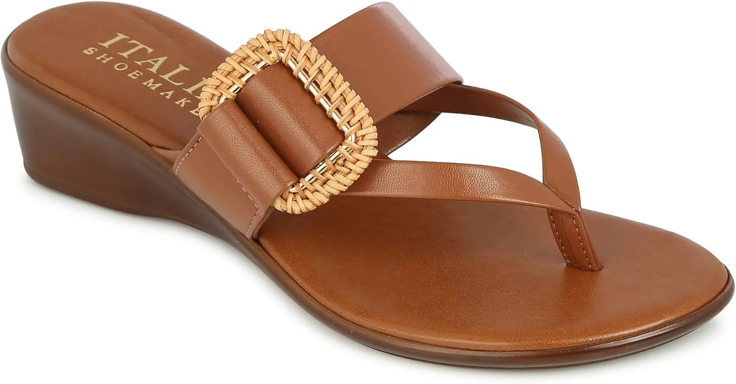 ITALIAN Shoemakers Women's Azura Wedge 9 Cognac