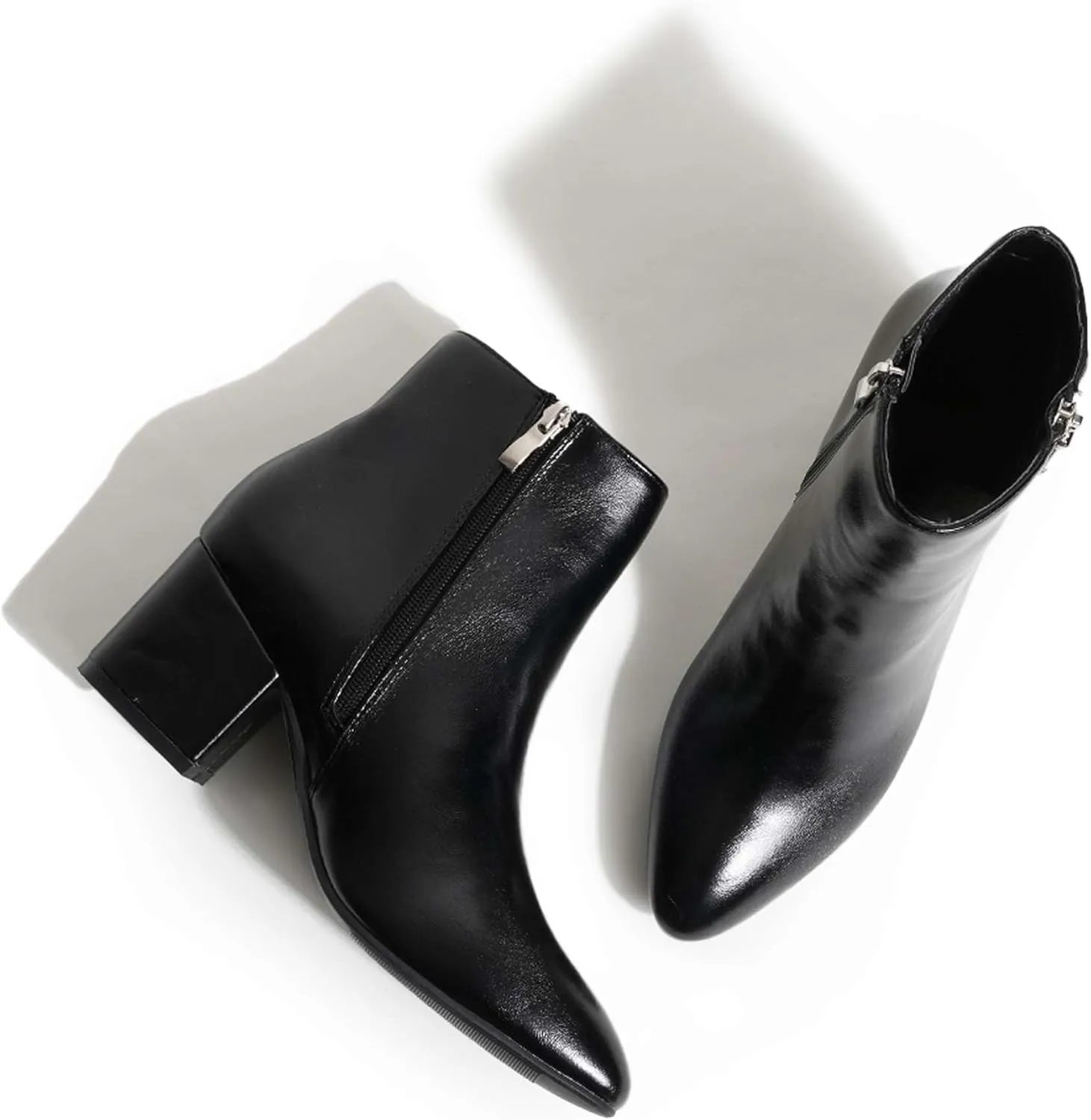 J. Adams Zuma Ankle Bootie – Closed Pointed Toe Low Block Heel Zip Up Boot
