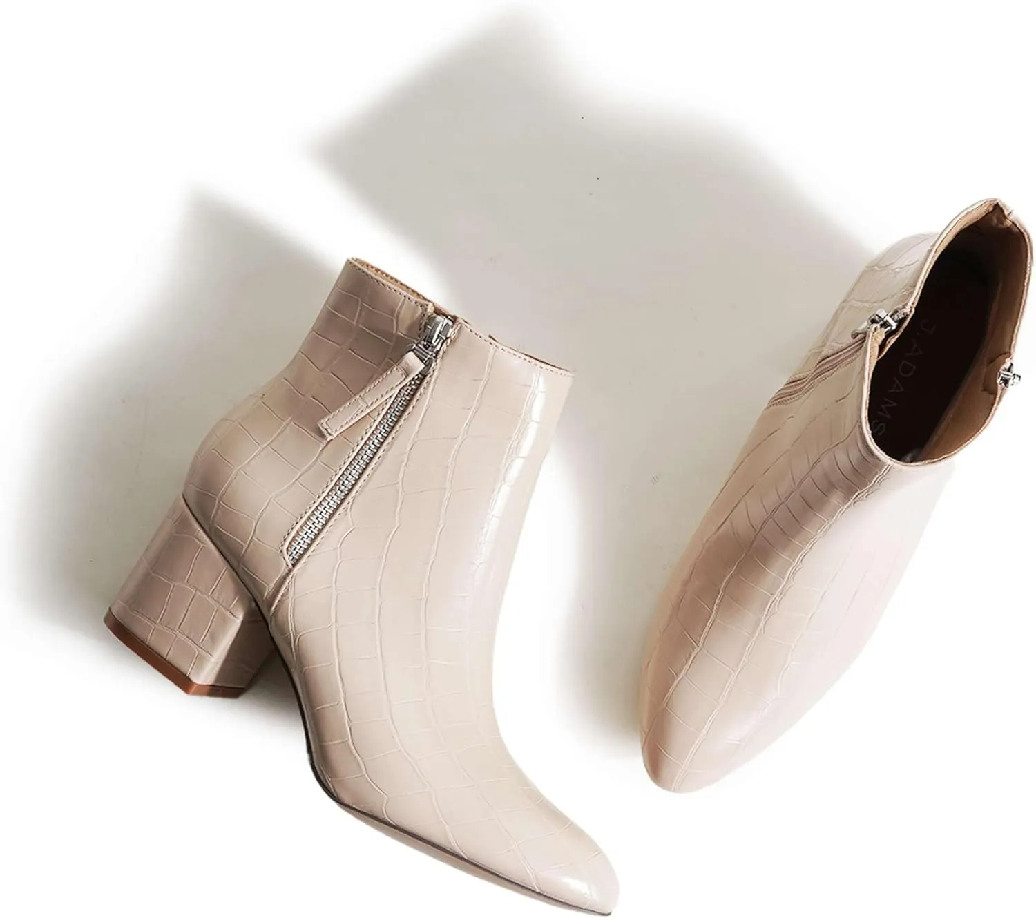 J. Adams Zuma Ankle Bootie – Closed Pointed Toe Low Block Heel Zip Up Boot