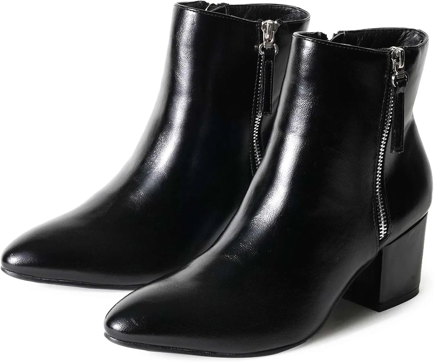 J. Adams Zuma Ankle Bootie – Closed Pointed Toe Low Block Heel Zip Up Boot