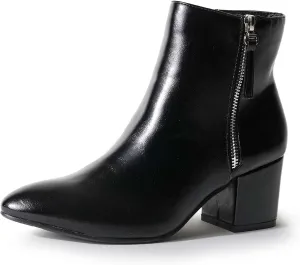 J. Adams Zuma Ankle Bootie – Closed Pointed Toe Low Block Heel Zip Up Boot