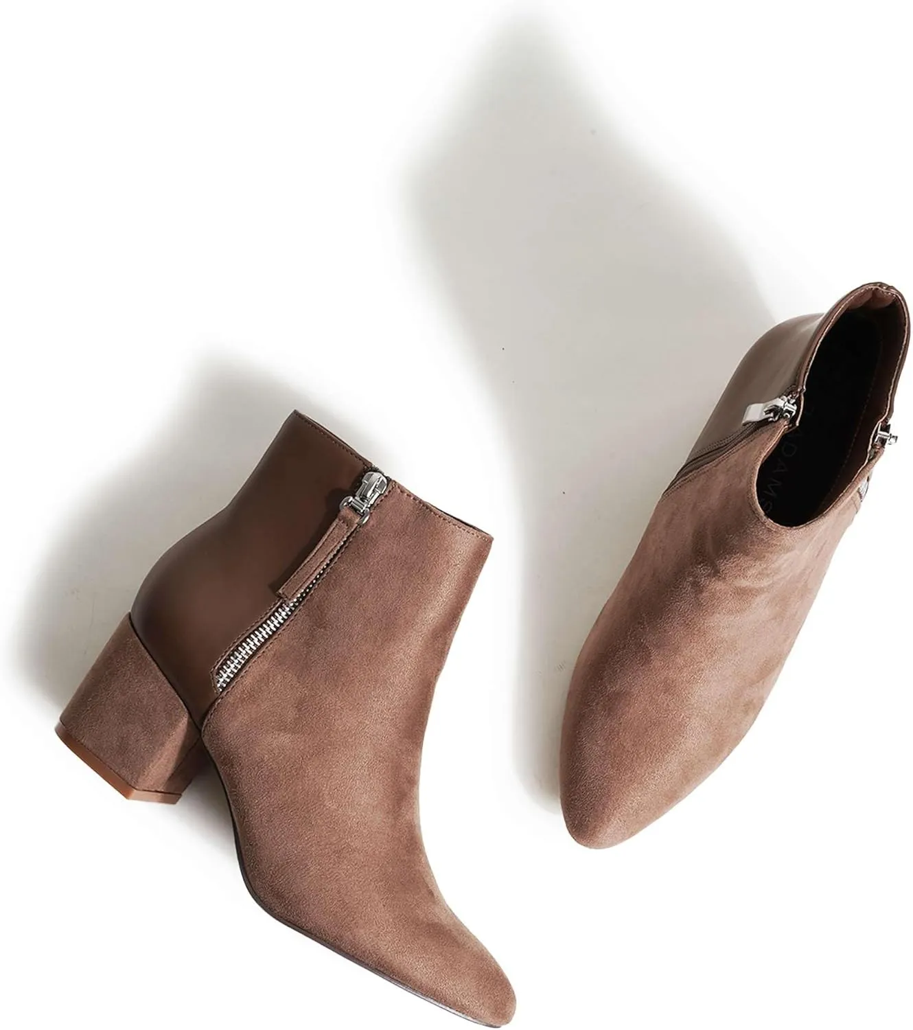 J. Adams Zuma Ankle Bootie – Closed Pointed Toe Low Block Heel Zip Up Boot