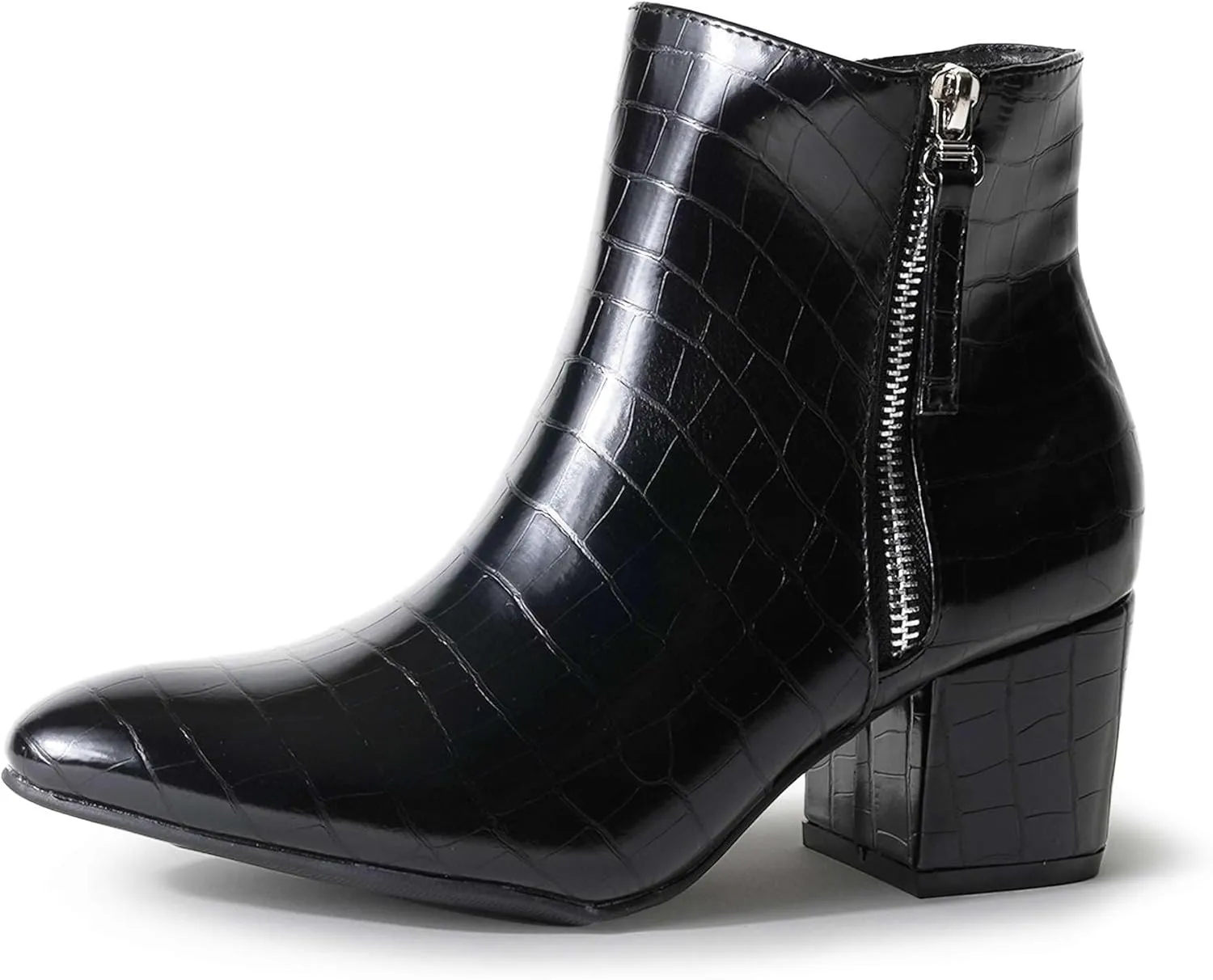 J. Adams Zuma Ankle Bootie – Closed Pointed Toe Low Block Heel Zip Up Boot