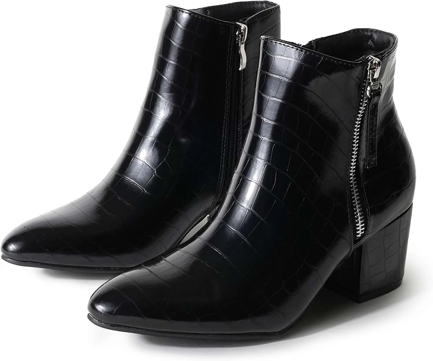 J. Adams Zuma Ankle Bootie – Closed Pointed Toe Low Block Heel Zip Up Boot