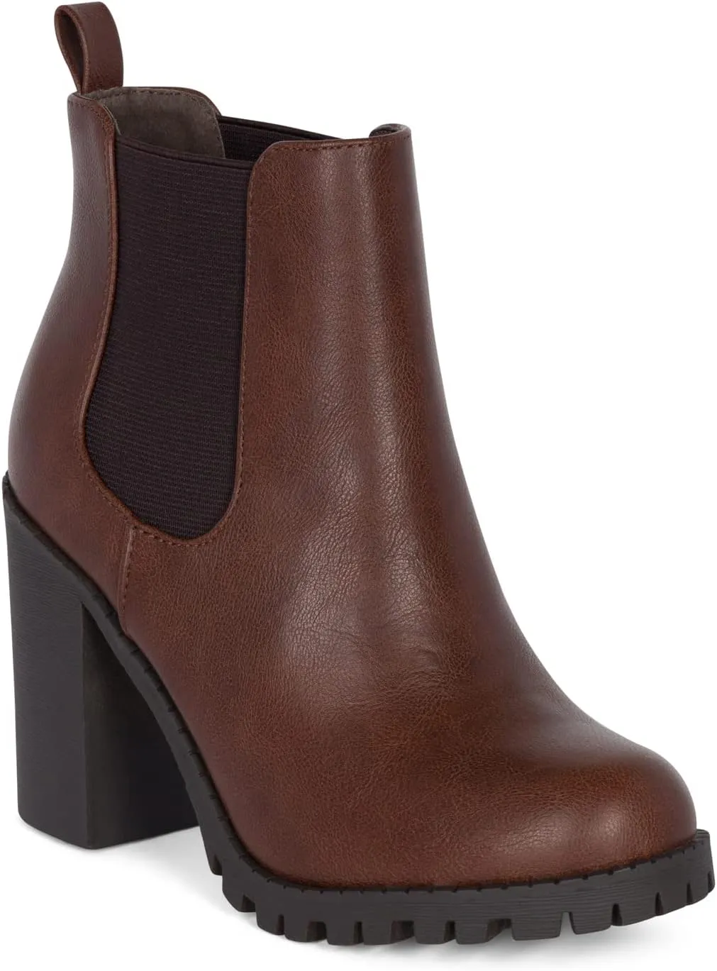 JADE Ankle Boot w/Lug Sole Elastic Gore and Chunky Heel